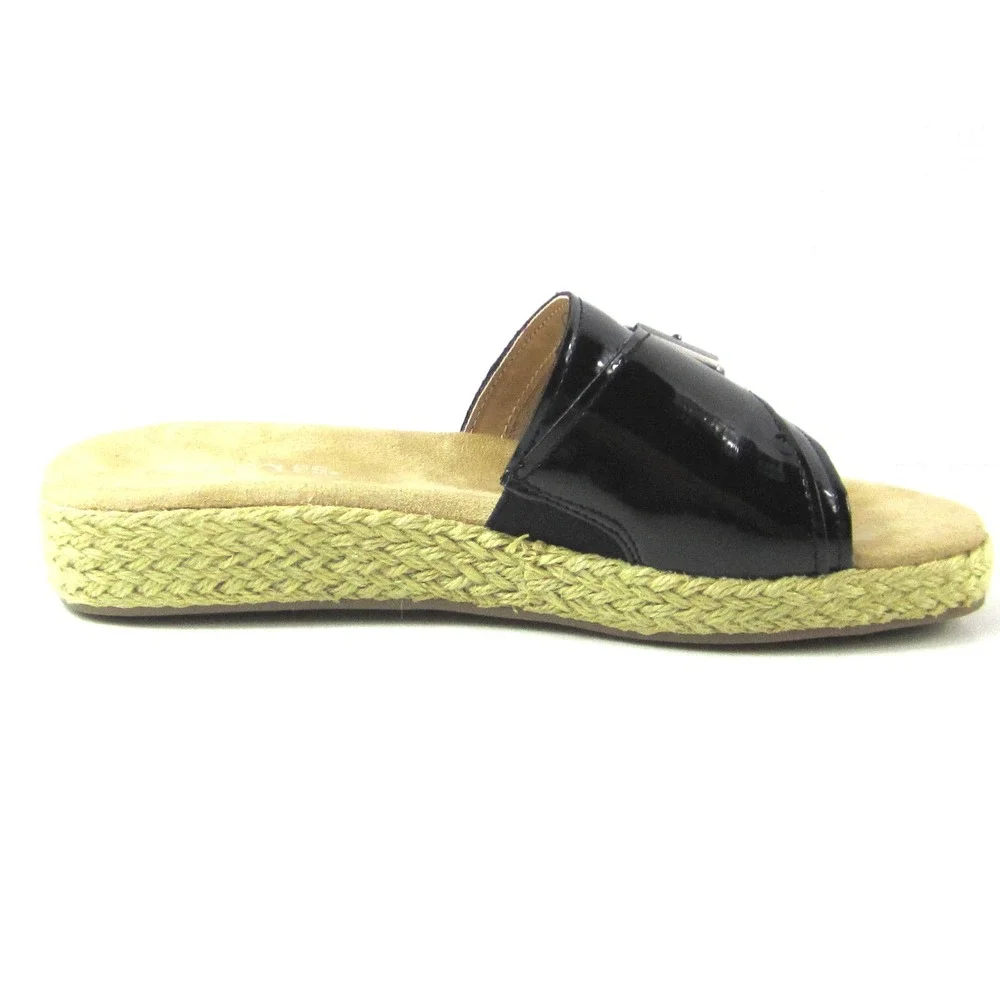 Aerosoles Glorify Women's Black Espadrille Platform Sandal‎ Buckle Size 9 M